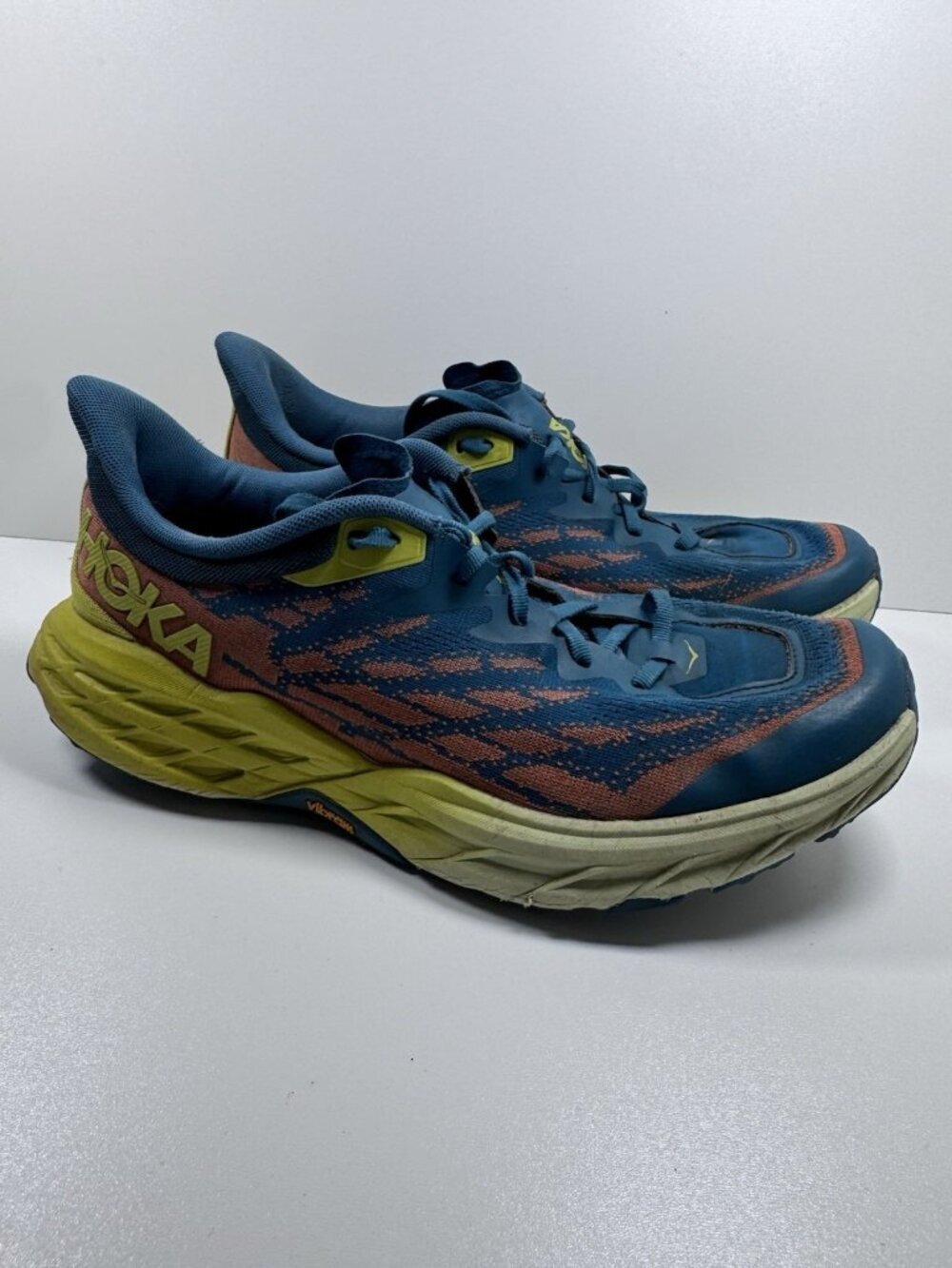 Hoka Speedgoat 5 Men's 12 12D Blue Coral/ Evening Primrose Trail Shoes 1123157